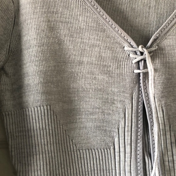 AK Collection Grey Cardigan Ruffled Sleeves & Hem - Picture 2 of 6